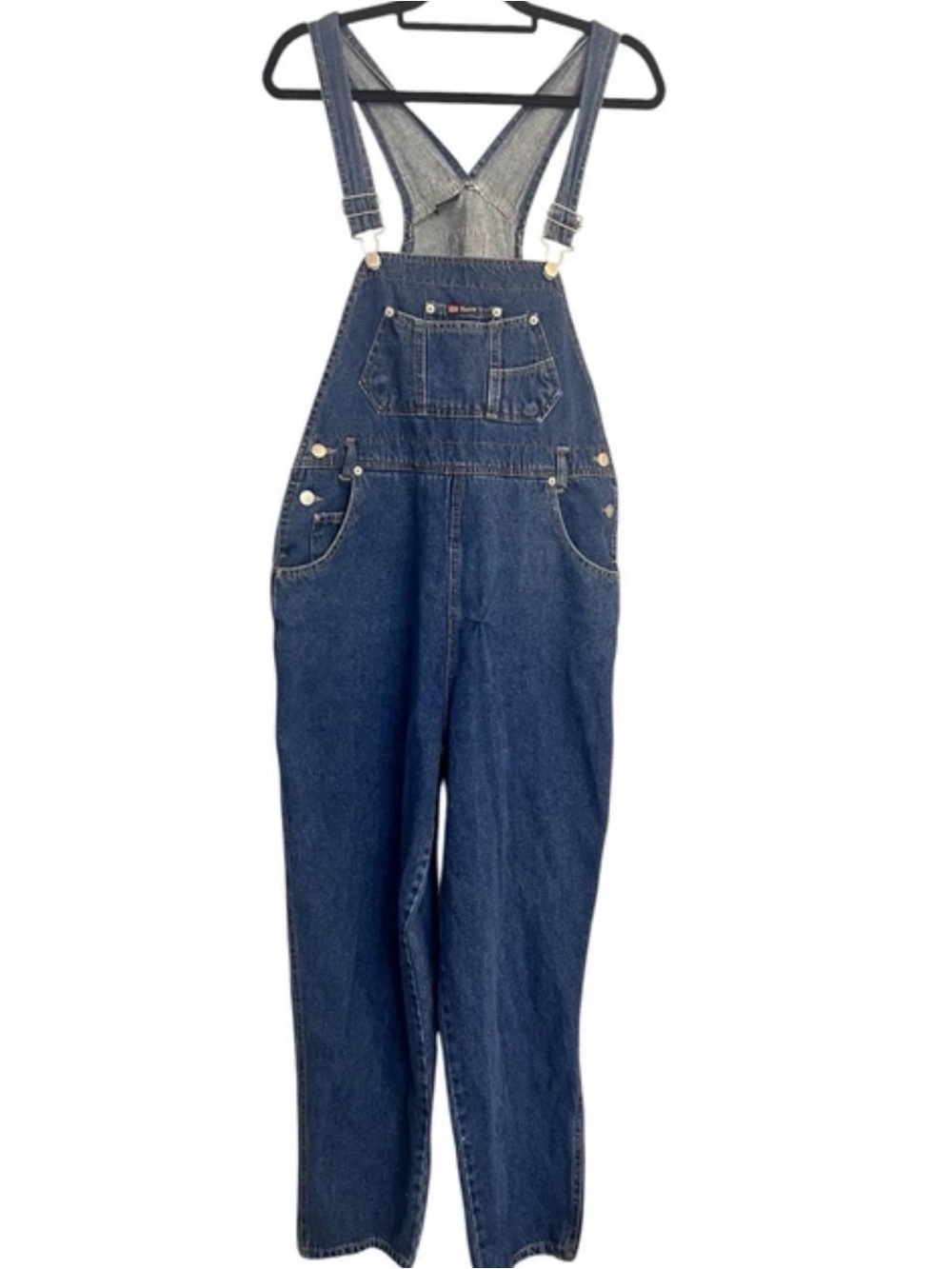 Vintage Rt 66 Denim Jean Bid Overalls Womens Large Dark Wash 90s Retro Revival